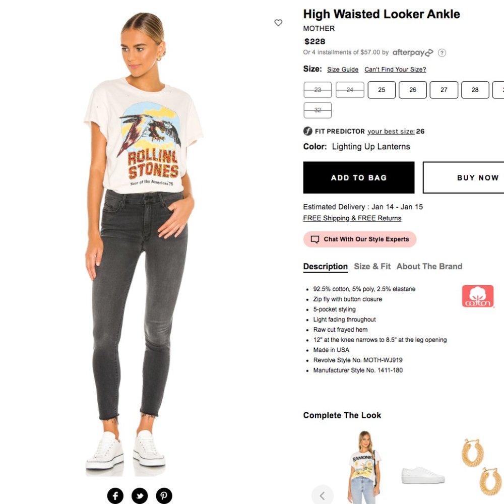 MOTHER Denim *High Waisted Looker Ankle